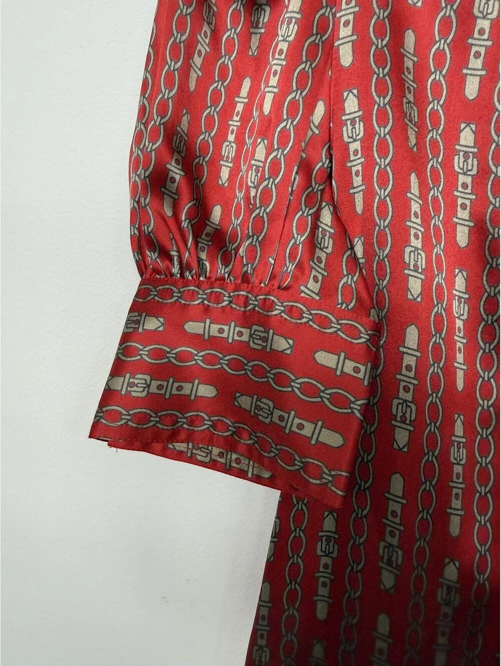 Vintage 90s Banana Republic 100% Silk Chain Print Blouse XS